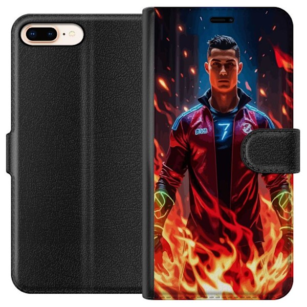Apple iPhone 7 Plus Tegnebogsetui Ronaldo Inferno - fodboldhelt i flammer