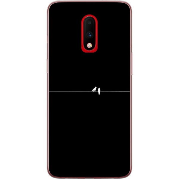 OnePlus 7 Gjennomsiktig deksel Minimalistiske fugler svart