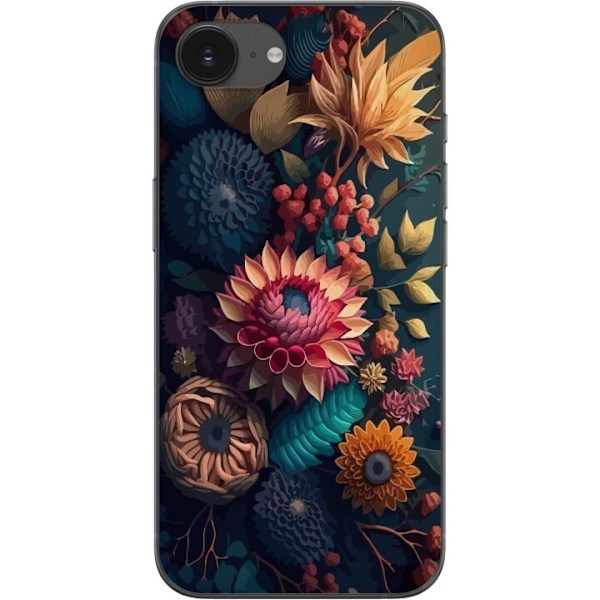 Apple iPhone 16e Genomskinligt Skal Blommor