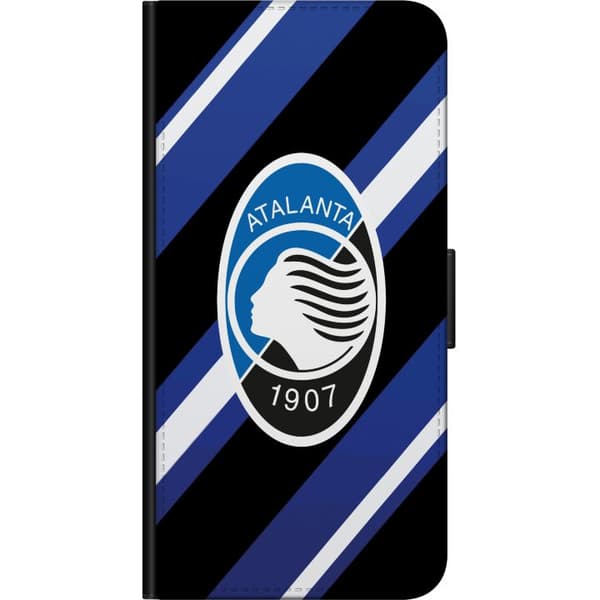 Kompatibel Tegnebogsetui til Xiaomi Redmi Note 9 Pro Fodboldemblem med hvid ansigtsprofil over blå, sorte og hvide striber blå
