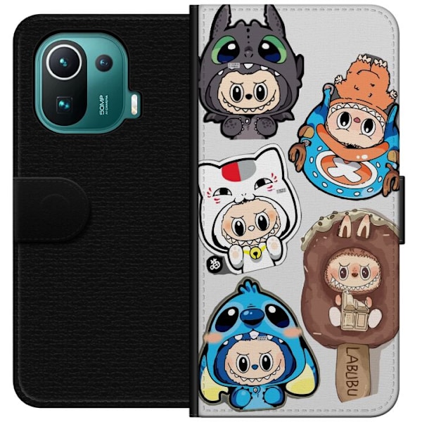 Xiaomi Mi 11 Pro Lompakkokotelo Labubu hahmokokoelma - Pop Mart Labubu The Monsters väriluulisessa muotoilussa