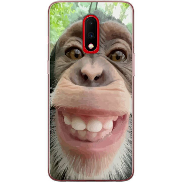OnePlus 7 Läpinäkyvä kuori Simpanssi Selfie Rauhallinen Graafinen Suunnittelu Apinan Aihe Suosittu Urban Art Tyyli