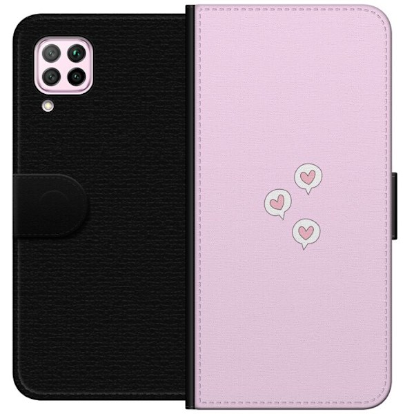 Huawei P40 lite Lompakkokotelo Sydämet kuplissa