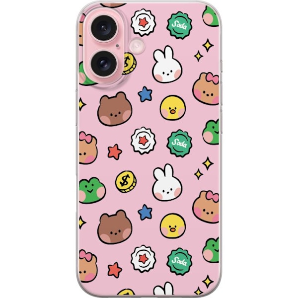 Apple iPhone 16 Läpinäkyvä kuori Kawaii Kuvio