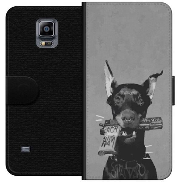 Samsung Galaxy Note 4 Lompakkokotelo Harmaa Koira Graafinen Suunnittelu Kovan Eläinaiheen Katutaide Urbaani Trendi Koiran Ystävä Tyyli Suosittu Aih