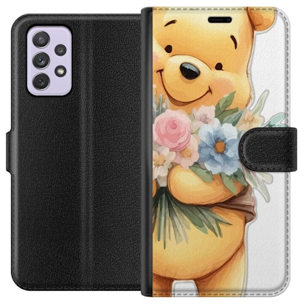 Samsung Galaxy A52s 5G Lompakkokotelo Nalle Puh kukkien kanssa