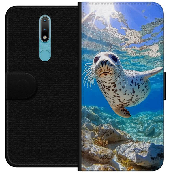 Nokia 2.4 Lompakkokotelo Myynti Meri Uiminen Eläinaihe Luonto Vesimotiivi Sininen Suunnittelu Meriteema Suosittu Motiivi Villieläimet