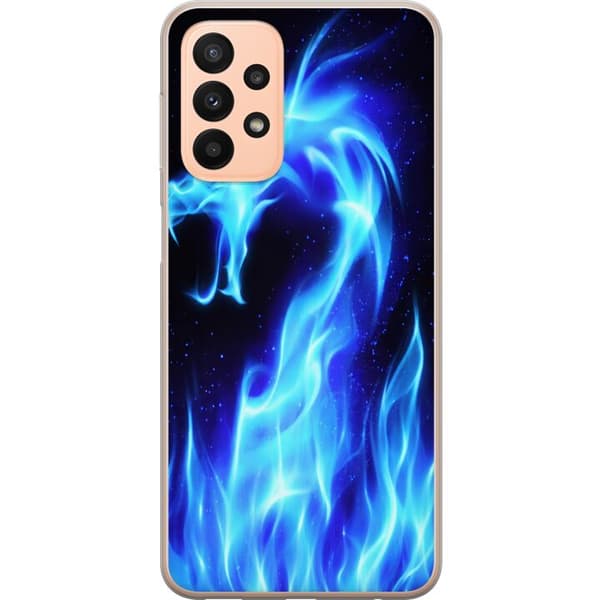 Kompatibelt Mobildeksel til Samsung Galaxy A23 Ildløve i blå energi og mørke