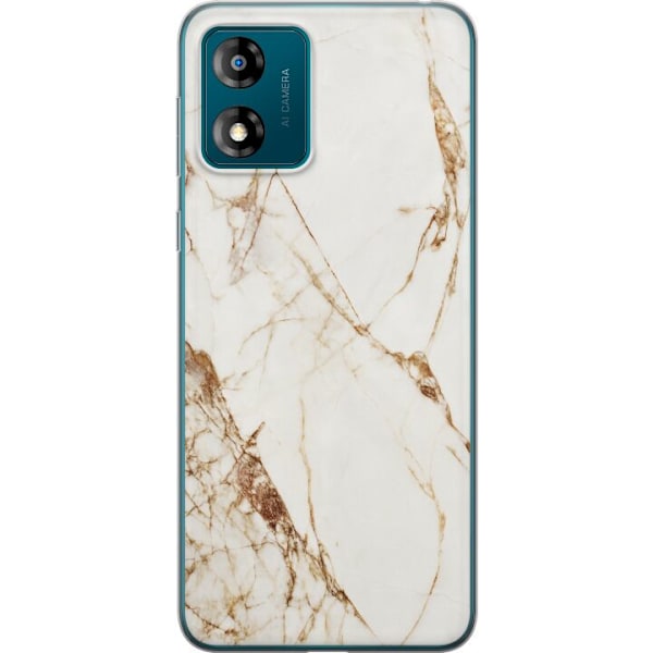 Motorola Moto E13 Gennemsigtig cover Hvid marmor