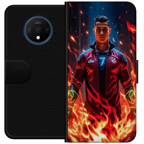 OnePlus 7T Tegnebogsetui Ronaldo Inferno - fodboldhelt i flamm
