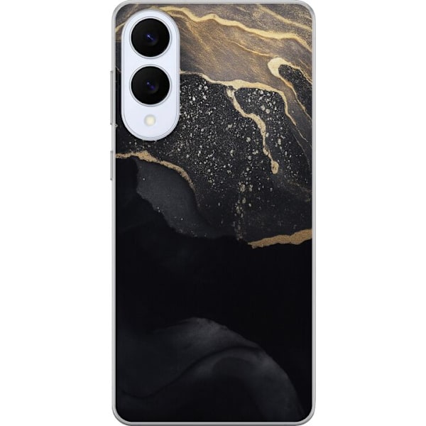 Samsung Galaxy S25 Edge Läpinäkyvä kuori Musta kulta abstrakti
