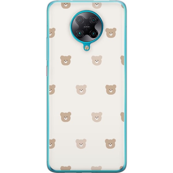 Xiaomi Poco F2 Pro Läpinäkyvä kuori Teddy-tausta - söpöt teddykarhut pehmeällä taustalla