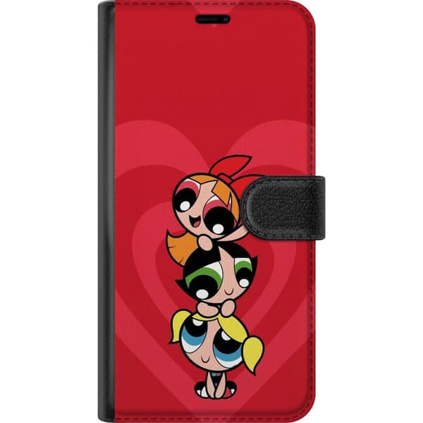 Kompatibel Tegnebogsetui til OnePlus Nord CE3 Powerpuff Pigerne sammen på en rød hjertebaggrund rød