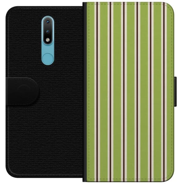 Kompatibelt Plånboksfodral till Nokia 2.4 Matcha Stripe grön