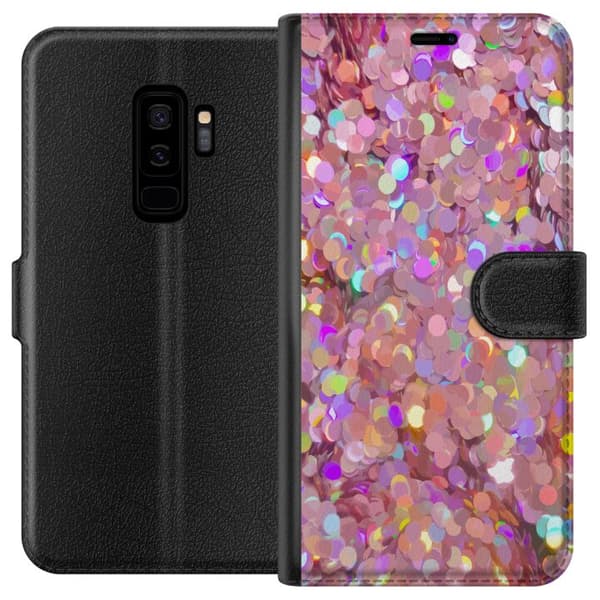 Kompatibel Tegnebogsetui til Samsung Galaxy S9+ Rosa Glitter