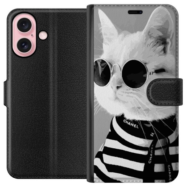 Apple iPhone 16 Lommeboketui Fancy Cat