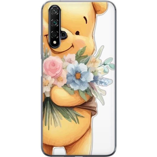 Huawei nova 5T Gennemsigtig cover Nalle Puh med blomster - kla