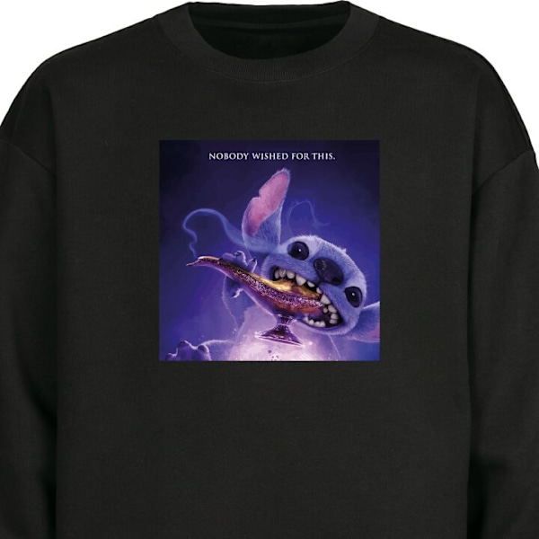 Sweatshirt til Voksne | Klassisk Collegebluse Stitch | Önskad sort XXL