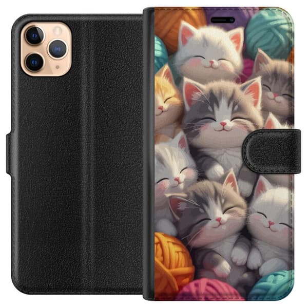 Kompatibelt Lommeboketui til Apple iPhone 11 Pro Max Sovande kattungar beige