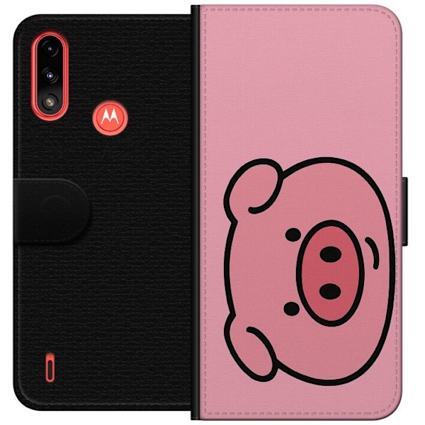 Motorola Moto E7 Power Tegnebogsetui Kawaii Piggy