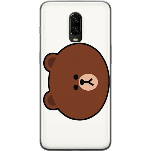 OnePlus 6T Gennemsigtig cover line friends brown