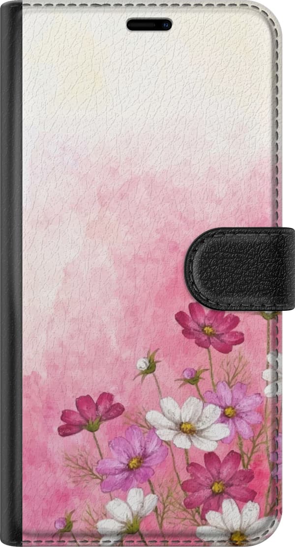 Kompatibel Tegnebogsetui til Apple iPhone 17 Bløde lyserøde og hvide blomster mod en akvarelbaggrund i lyserøde toner, romantisk og dekorativ illustr