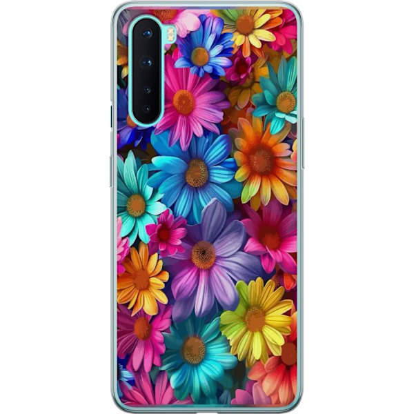 OnePlus Nord Genomskinligt Skal Gerbera Blommor Färgglad Dekor Blommotiv Populärt Heminredning Färg Rik Väggkonst Design