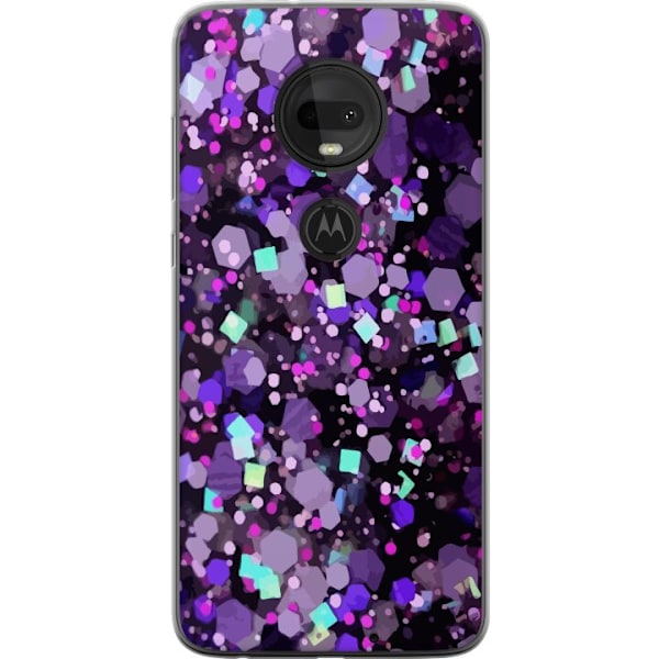 Motorola Moto G7 Genomskinligt Skal Lila Glitter