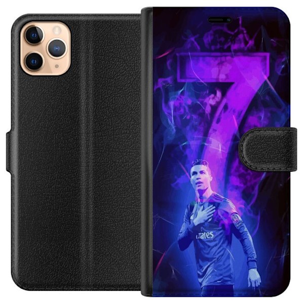 Apple iPhone 11 Pro Max Lompakkokotelo Ronaldo 7 - Jalkapallolegenda Toiminnassa Fanien Puolesta