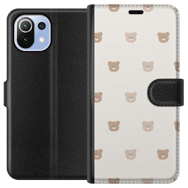 Xiaomi Mi 11 Lite Tegnebogsetui Teddybaggrund - søde teddybjørne mod en blød baggrund