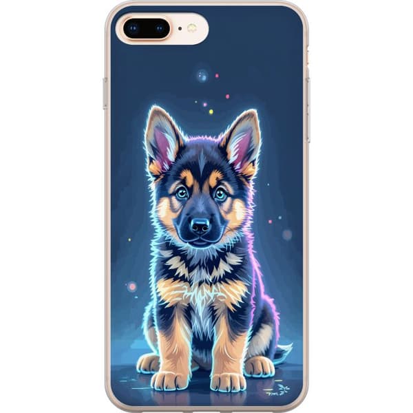 Kompatibelt Mobildeksel til Apple iPhone 8 Plus Neonlyst schäfervalp med blå og lilla lys-effekter blå