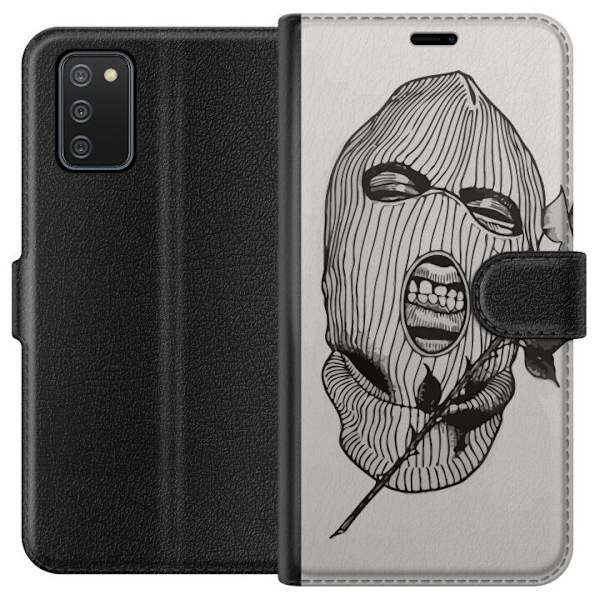 Samsung Galaxy A02s Lompakkokotelo Hiihtomaski Ros Katutyö Muotoilu Graafinen Kuvio Jännitys Kaupunkityyli Katutaidetta Naamiaiset Symboli
