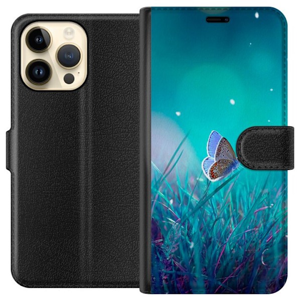 Apple iPhone 14 Pro Max Tegnebogsetui Blå sommerfugl