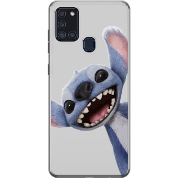 Samsung Galaxy A21s Genomskinligt Skal Stitch i Fart – Kawaii Design för Fans & Barn
