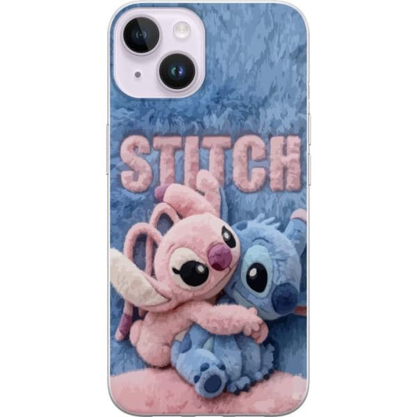 Kompatibel Mobilcover til Apple iPhone 14 Plus Bløde lyserøde og blå Stitch-bamser med en fluffy baggrund i sød kawaii-stil blå