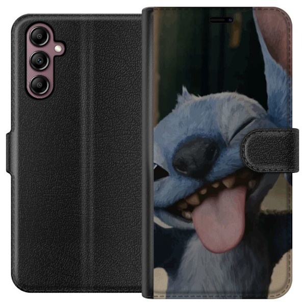 Samsung Galaxy A14 5G Plånboksfodral Stitch Söt Alien – Blå Favorit från Yttre Rymden