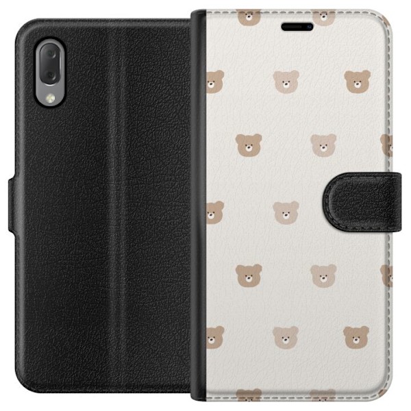 Sony Xperia L3 Tegnebogsetui Teddybaggrund - søde teddybjørne mod en blød baggrund