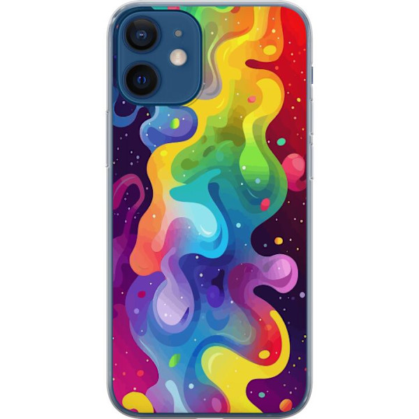 Apple iPhone 12  Genomskinligt Skal Color Splash Abstrakt Konst Design Färgstarkt Mönster Modern Populär Väggkonst Grafiskt Trend