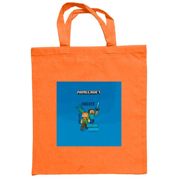 Mulepose | Holdbar Indkøbstaske i Stof Minecraft Huler Orange one size