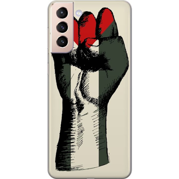 Samsung Galaxy S21 Genomskinligt Skal Hand knuten i Palestinas färger – kraftfull symbol för frihetsrörelsen