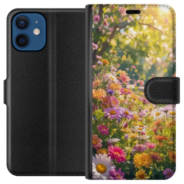 Kompatibel Tegnebogsetui til Apple iPhone 12 Blomstermønster