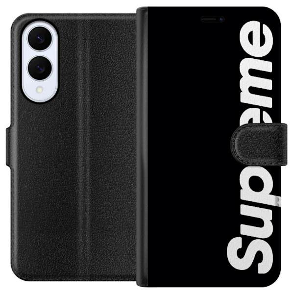 Samsung Galaxy S25 Edge Tegnebogsetui Supreme Sort Hvid Streetwear Design Klassisk Modeikon Trend Urban Stil Grafiskt Motiv Populær