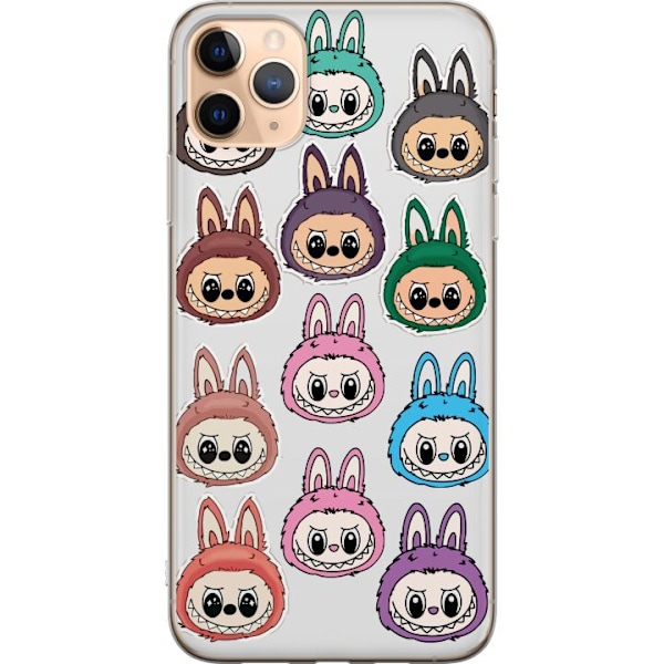 Apple iPhone 11 Pro Max Genomskinligt Skal Labubu Macaron Mons