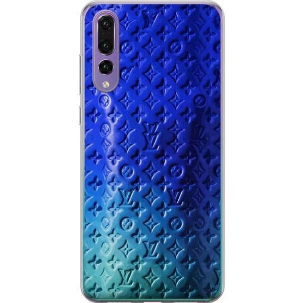 Kompatibelt Mobildeksel til Huawei P20 Pro Blått luksuriøst monogrammønster med elegant preget tekstur blå