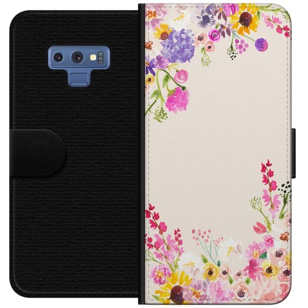 Kompatibel Tegnebogsetui til Samsung Galaxy Note9 Blommig akvarellram