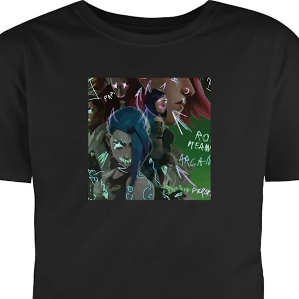 T-shirt för Vuxen | Klassisk Vuxen-T-shirt Arcane, League of svart XXL