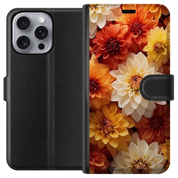 Apple iPhone 16 Pro Max Lompakkokotelo Appelsiinikukat