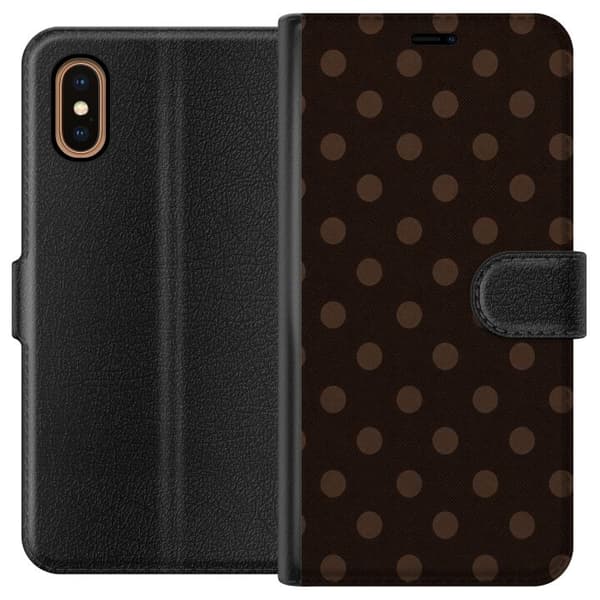 Kompatibelt Plånboksfodral till Apple iPhone XS Max Mocha Dots brun