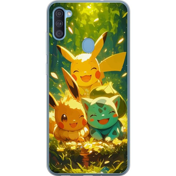 Samsung Galaxy A11 Genomskinligt Skal Pixelmonster spelstil – färgstark design för retroälskande gamers