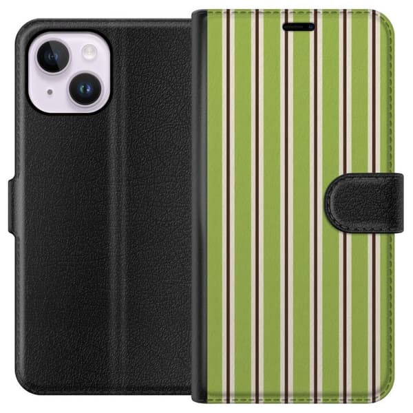 Kompatibelt Plånboksfodral till Apple iPhone 14 Plus Matcha Stripe grön